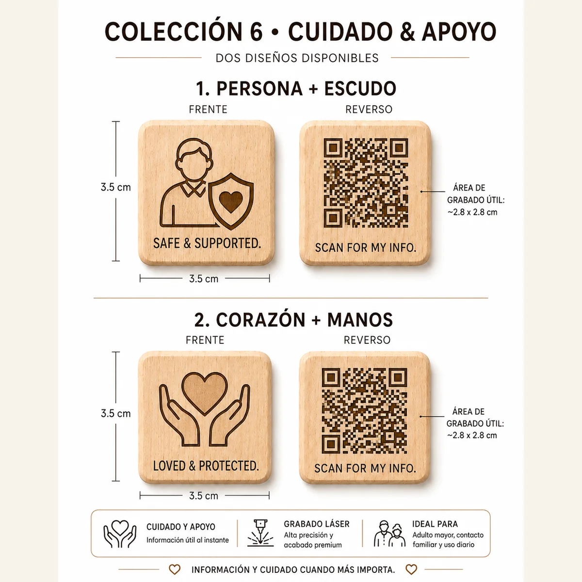 Colección 6 Cuidado y Apoyo: Persona con Escudo, y Corazón con Manos