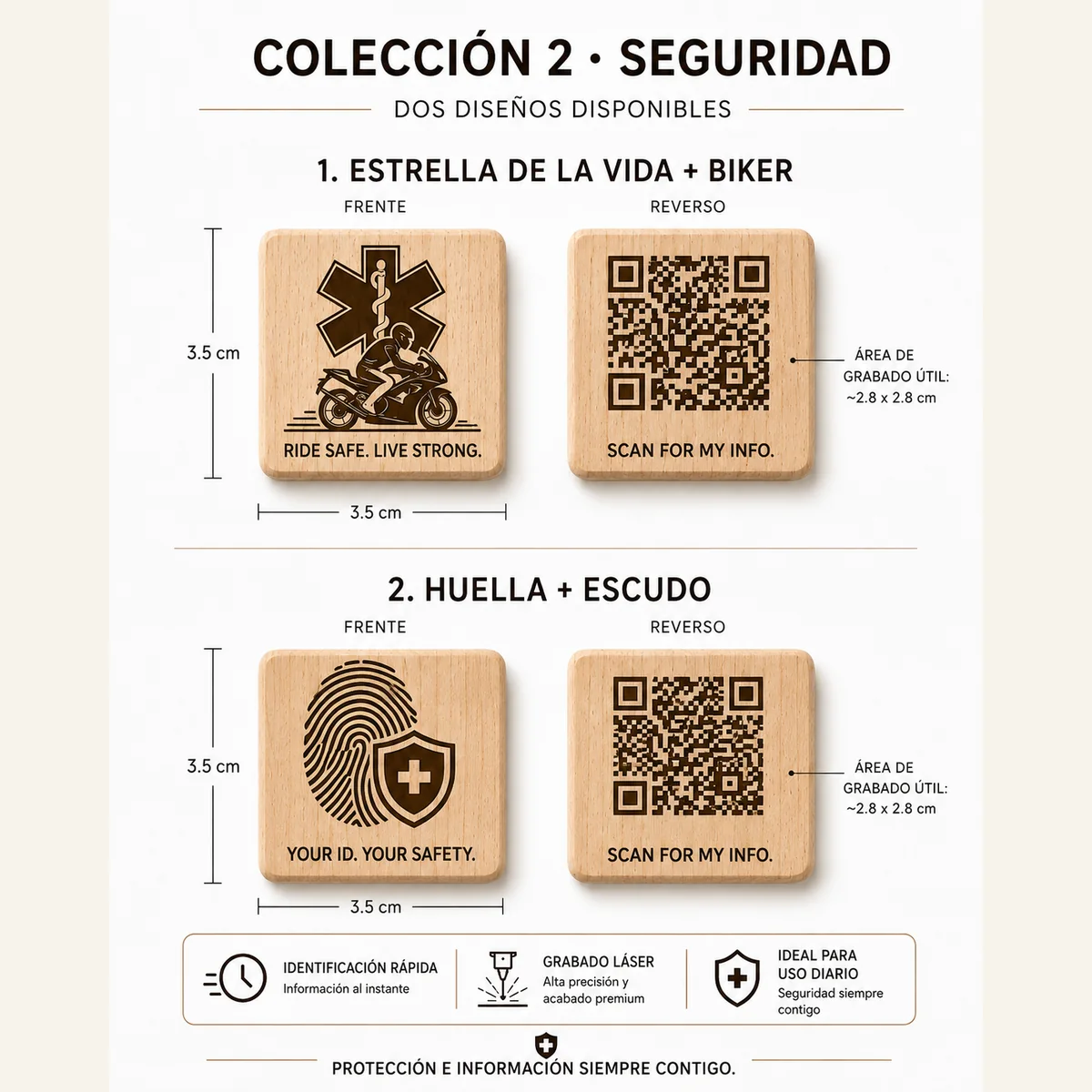 Colección 2 Seguridad: Estrella de la Vida con Biker, y Huella con Escudo