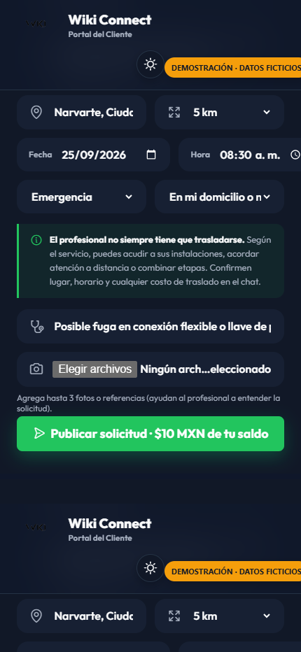 Solicitud urgente para reparar una fuga