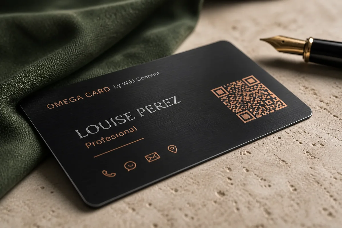 Detalle ilustrativo de una tarjeta profesional Omega Card