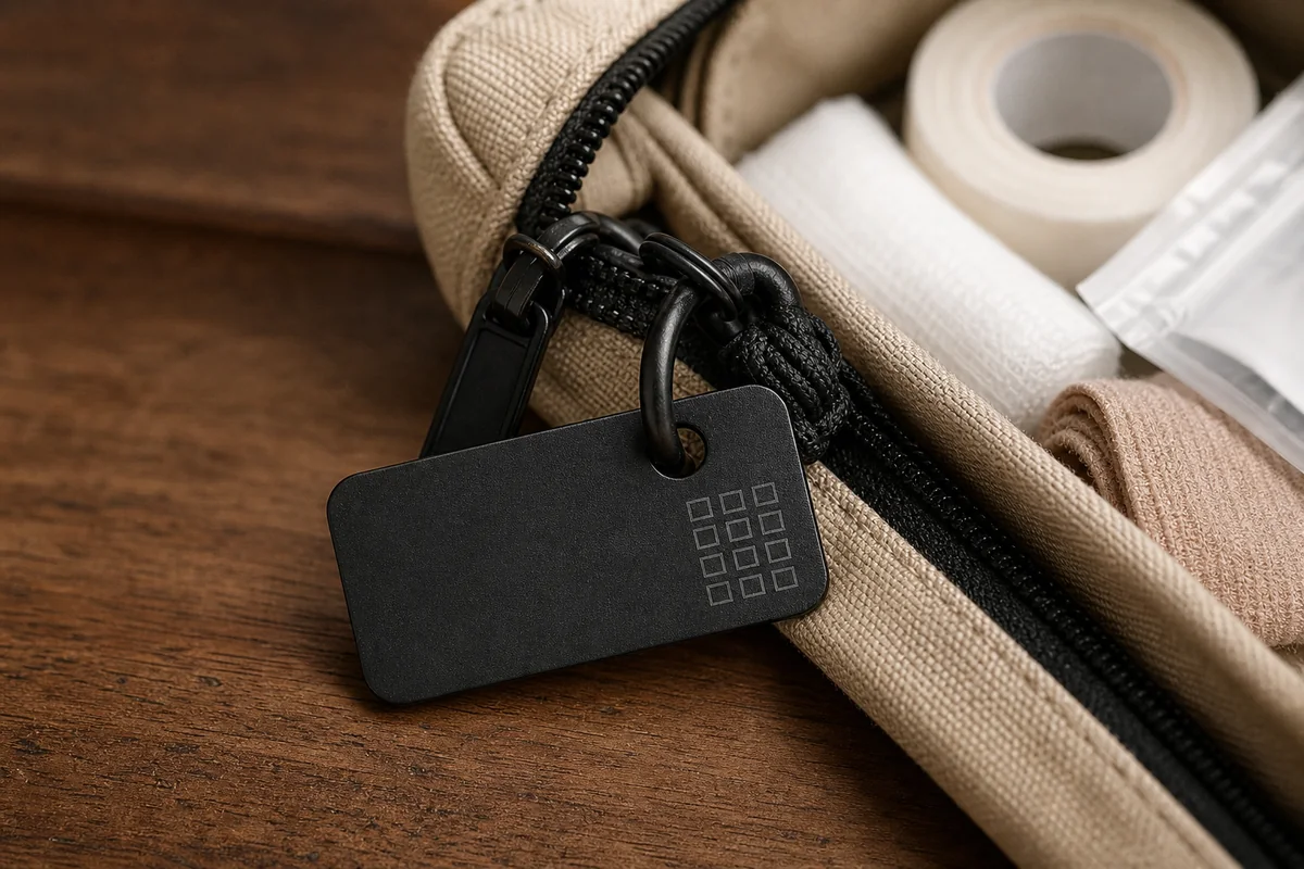SafeTag junto a un kit de primeros auxilios