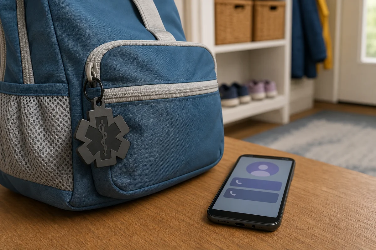SafeTag de emergencia en una mochila